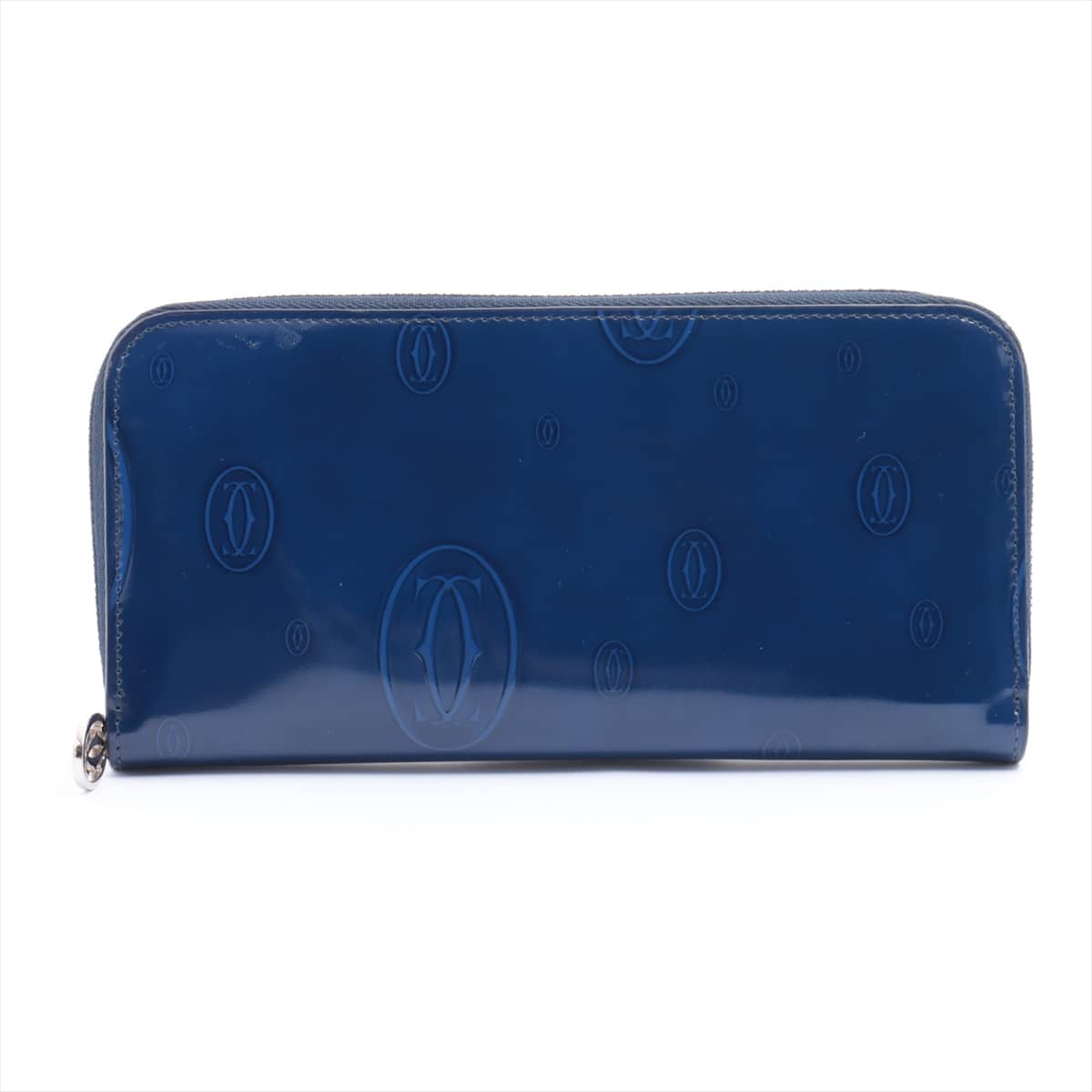 Cartier Happy Birthday Patent leather Round-Zip-Wallet Blue