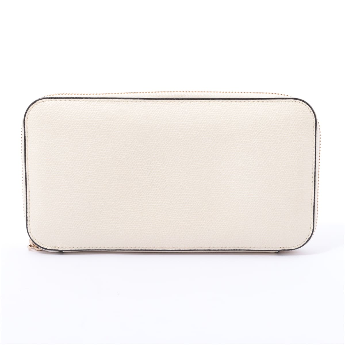 Valextra Leather Round-Zip-Wallet White