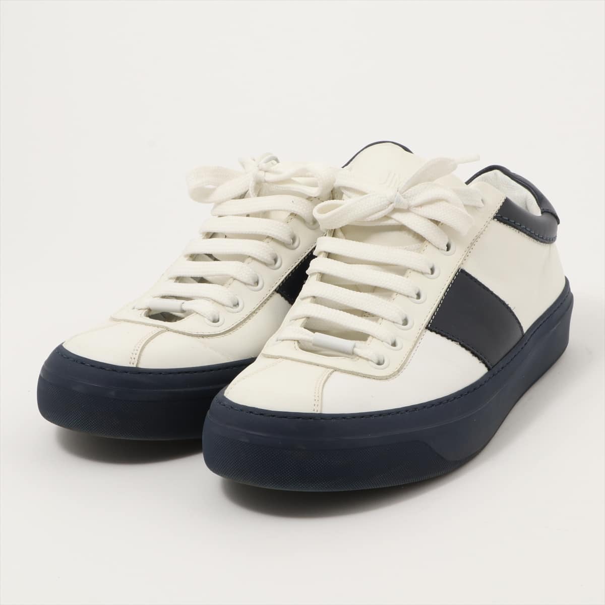 Jimmy Choo Leather Sneakers 41 Men's White x navy
