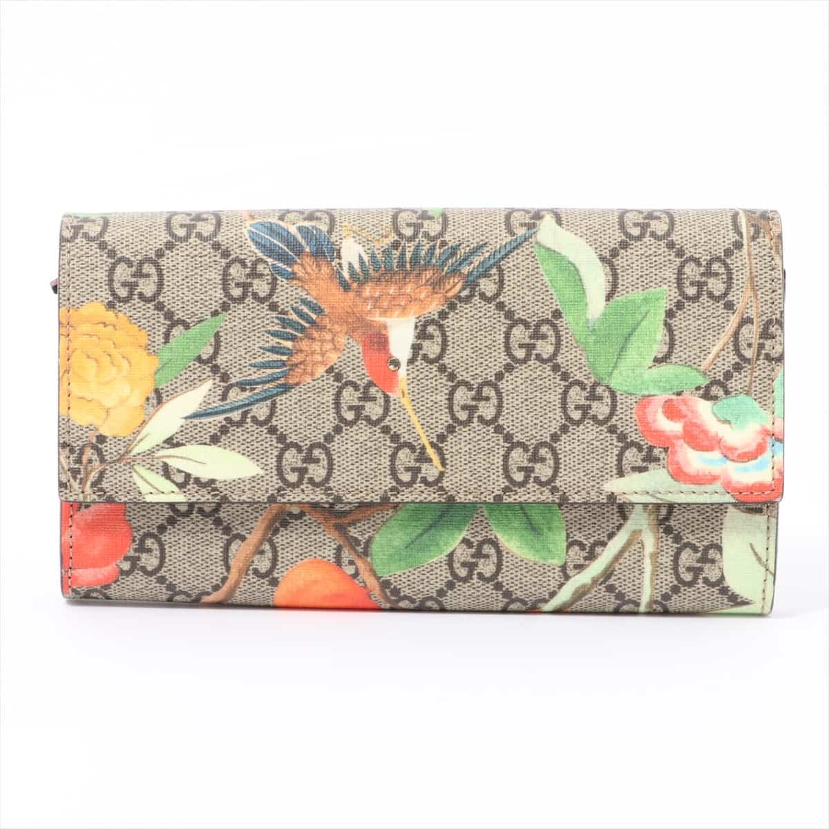 Gucci GG Supreme Tiens Continental wallet 424892 PVC & leather Wallet Beige