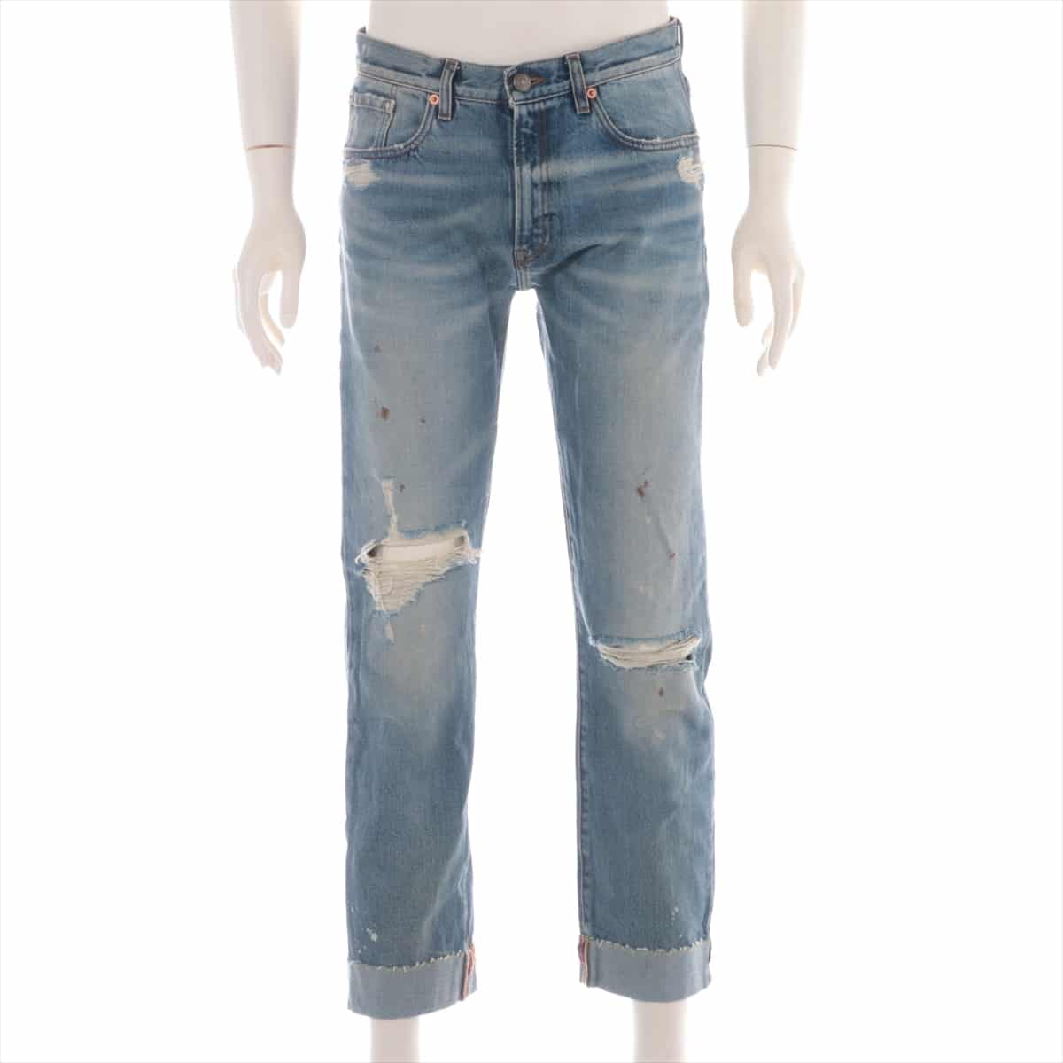 Gucci Cotton Denim pants 30 Men's Blue  Damage processing cropped