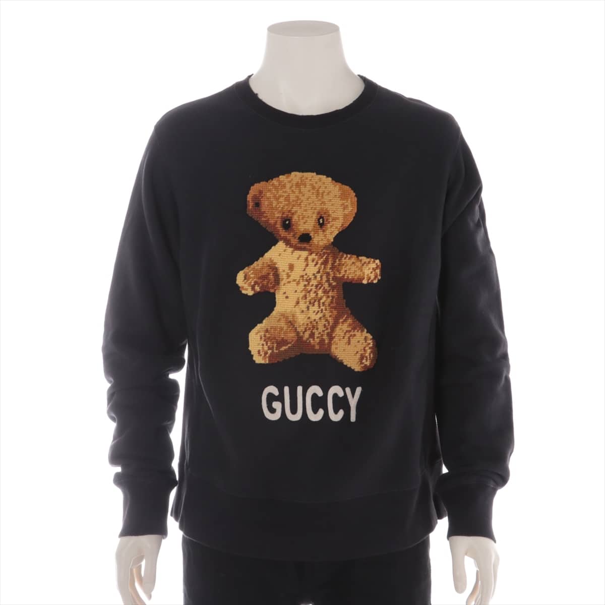 Gucci 18SS Cotton Basic knitted fabric M Men's Black  Teddy Bear Damage processing