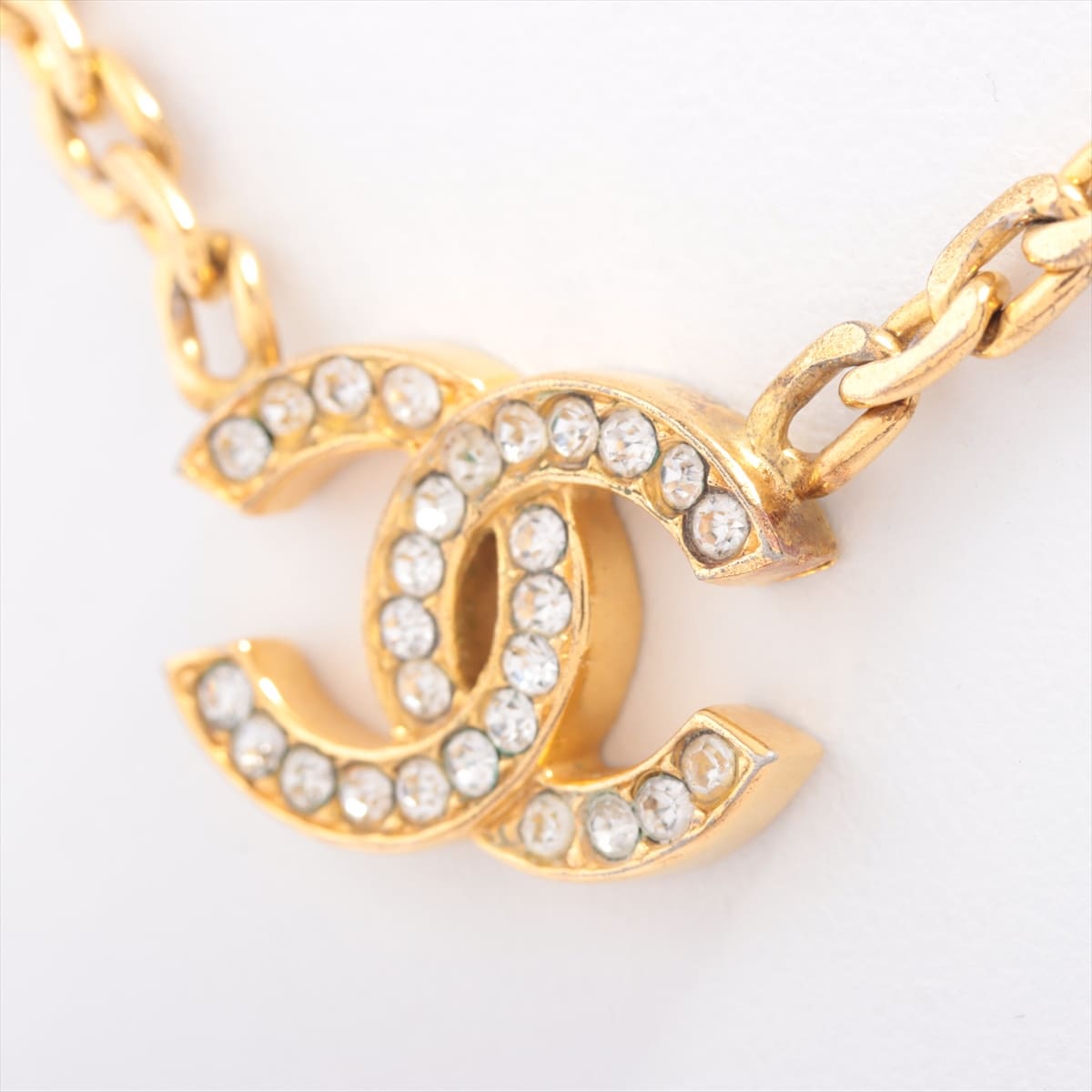 Chanel Coco Mark Necklace GP×inestone Gold