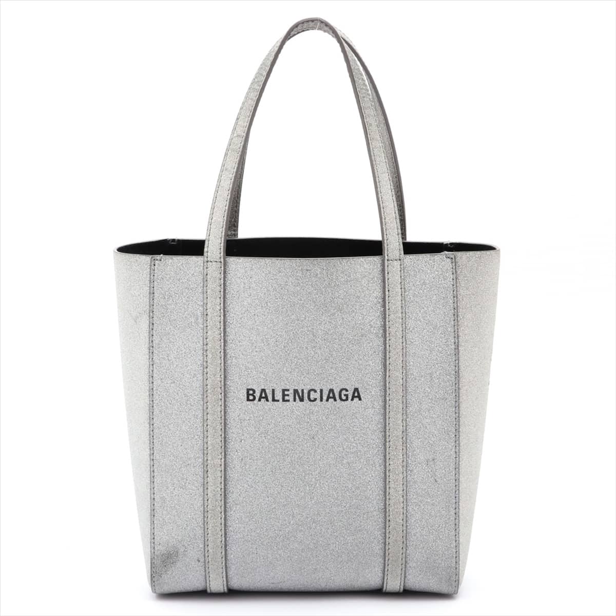 Balenciaga Everyday Tote XXS Metallic Leather 2way shoulder bag Silver 551815