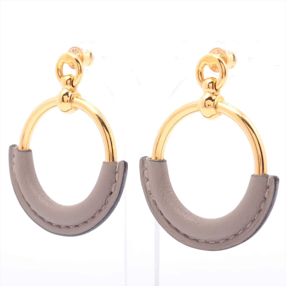 Hermès Loop Piercing jewelry (for both ears) GP & Leather