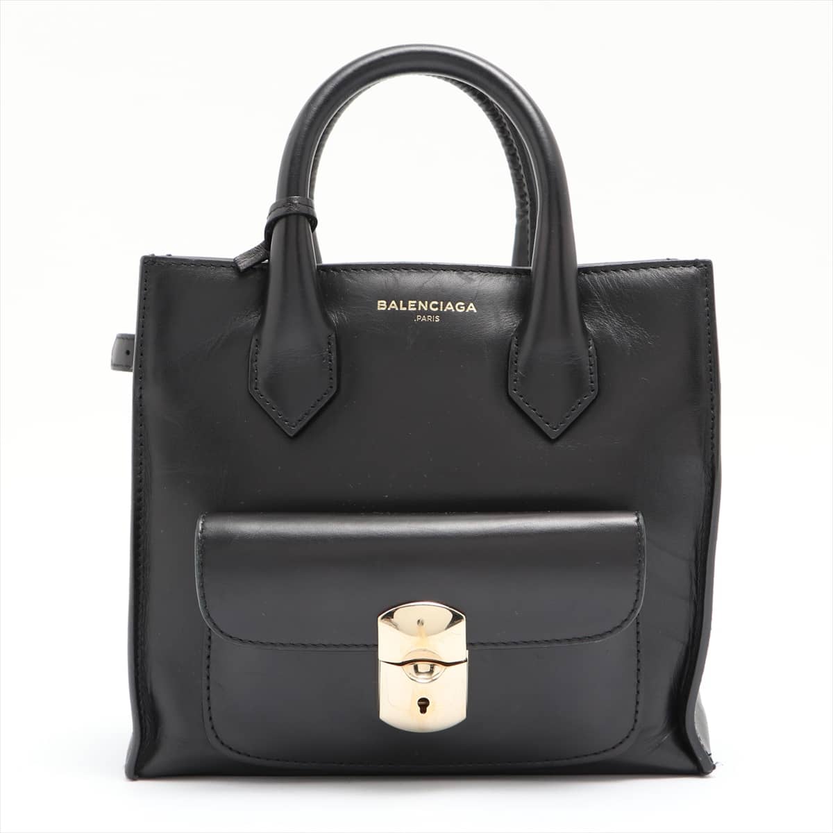 Balenciaga Padlock All Afternoon Leather 2way handbag Black 319499 2 straps, with mirror