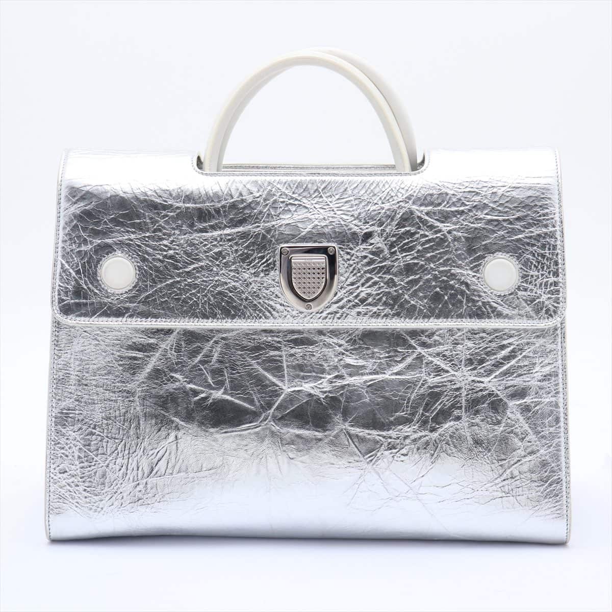 Christian Dior Diorama Leather Hand bag Silver