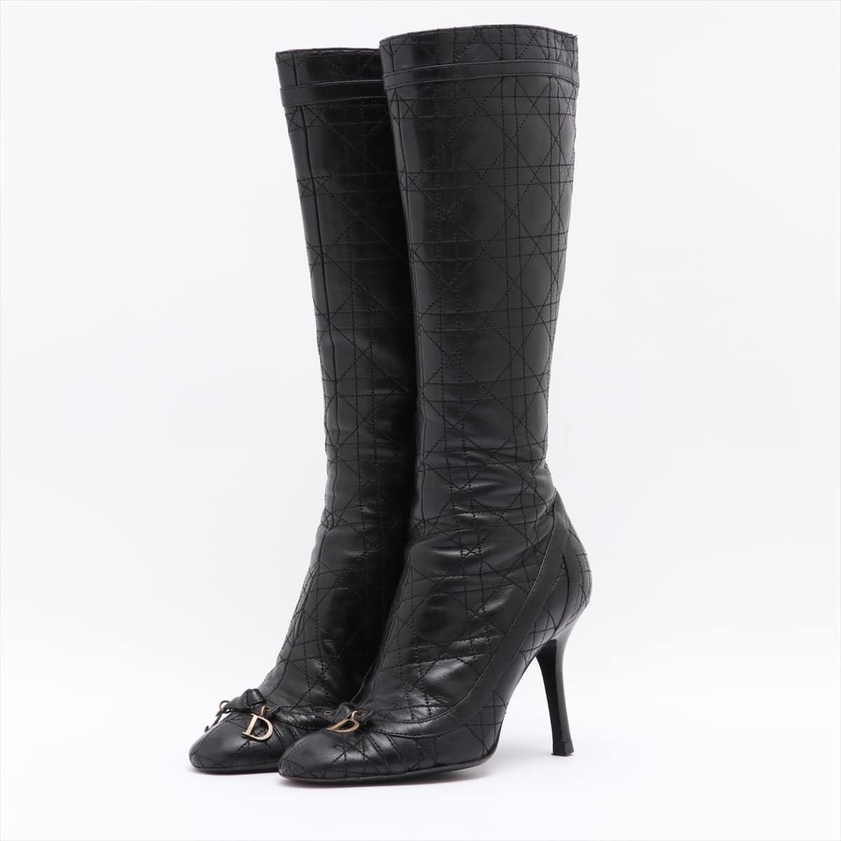 Christian Dior Cannage Leather Long boots 35 Ladies' Black