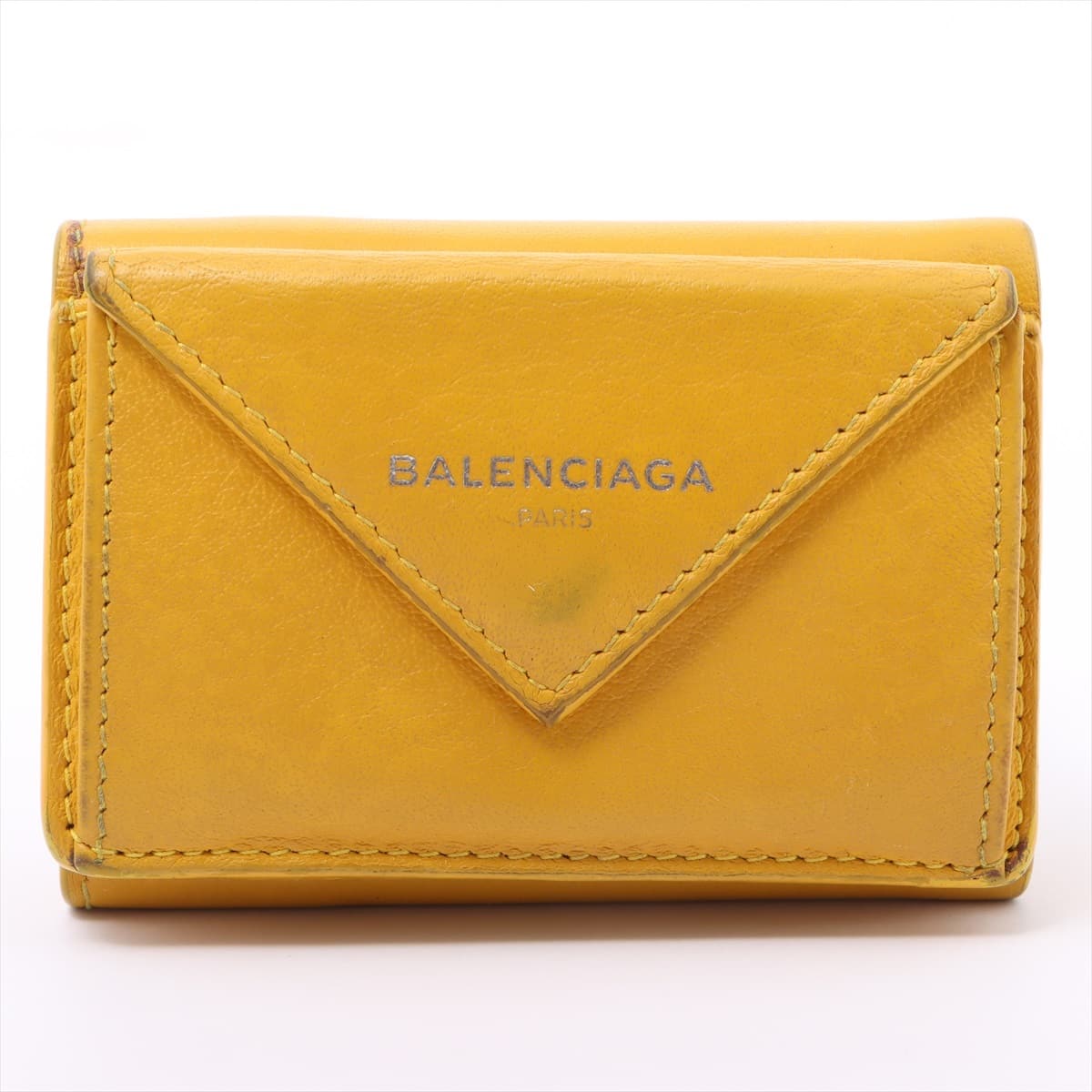 Balenciaga Papier Mini 391446 Leather Wallet Yellow