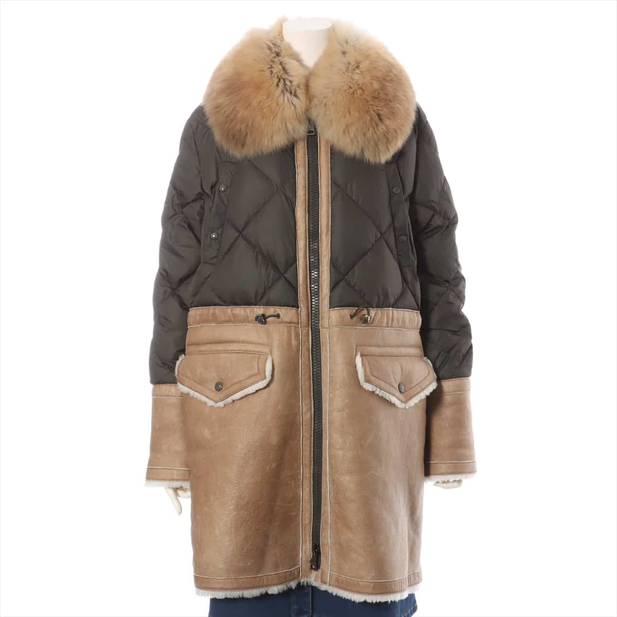Moncler 17 years Mouton Down coat 2 Ladies' Beige  PISTACIA switch With fur