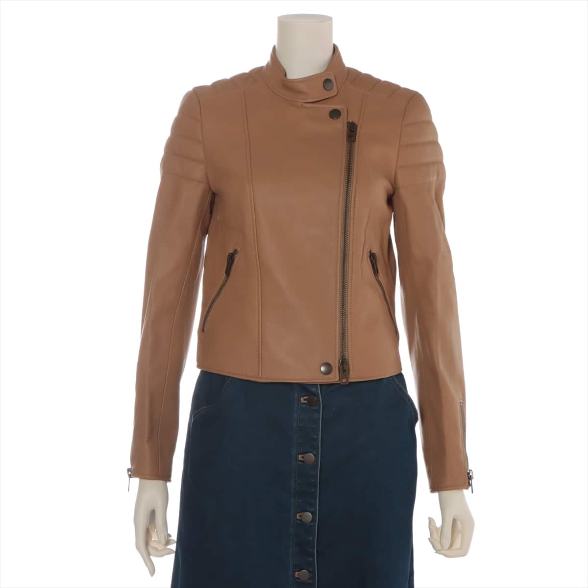 COACH Cotton & Peather Leather jacket 0 Ladies' Beige