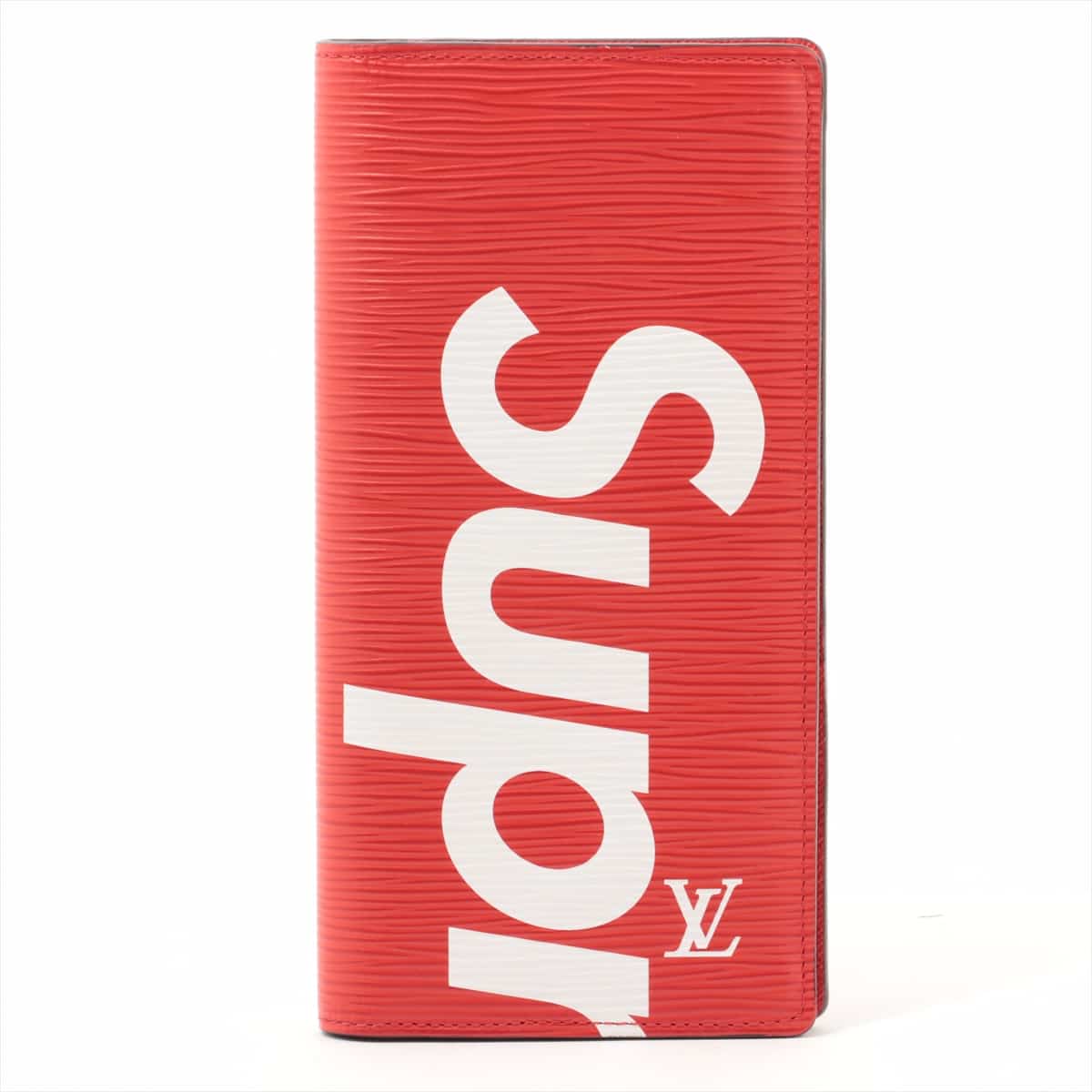 Louis Vuitton × Supreme Epi Portefeuille Brazze M67719 Leather Wallet Red CA2137