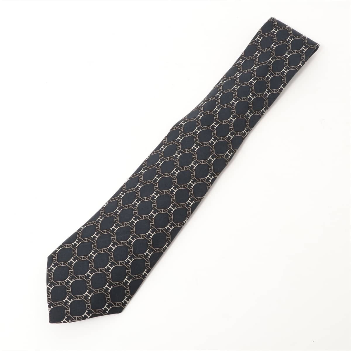 Hermès H Logo Necktie Silk Black