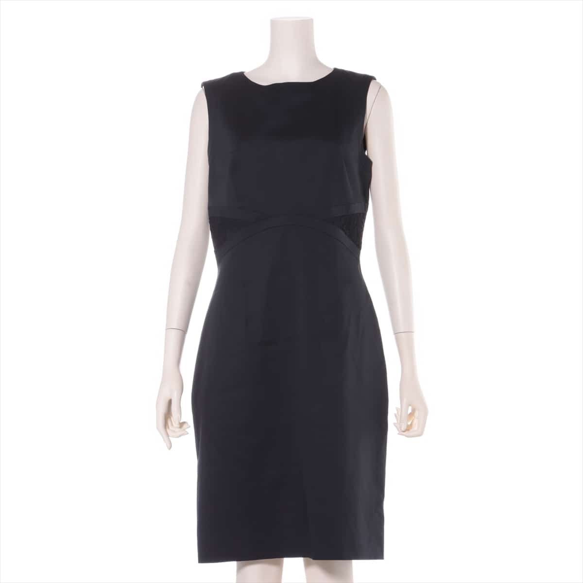 Christian Dior Cotton Sleeveless dress 40 Ladies' Navy blue  Switch between lace embroidery