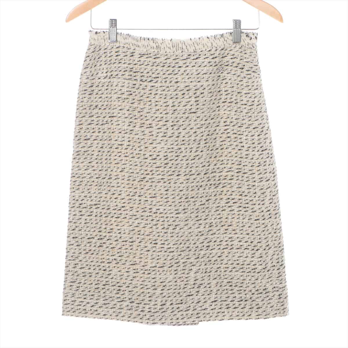 Chanel 04A Tweed Skirt 38 Ladies' Beige