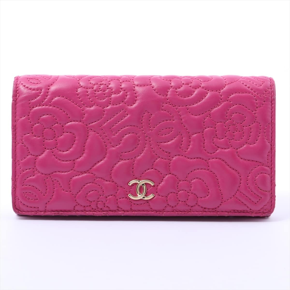 Chanel Camelia Lambskin Wallet Pink Gold Metal fittings 26XXXXXX