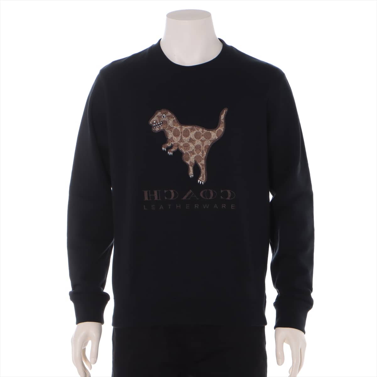 COACH Cotton Basic knitted fabric S Unisex Black  dinosaur print