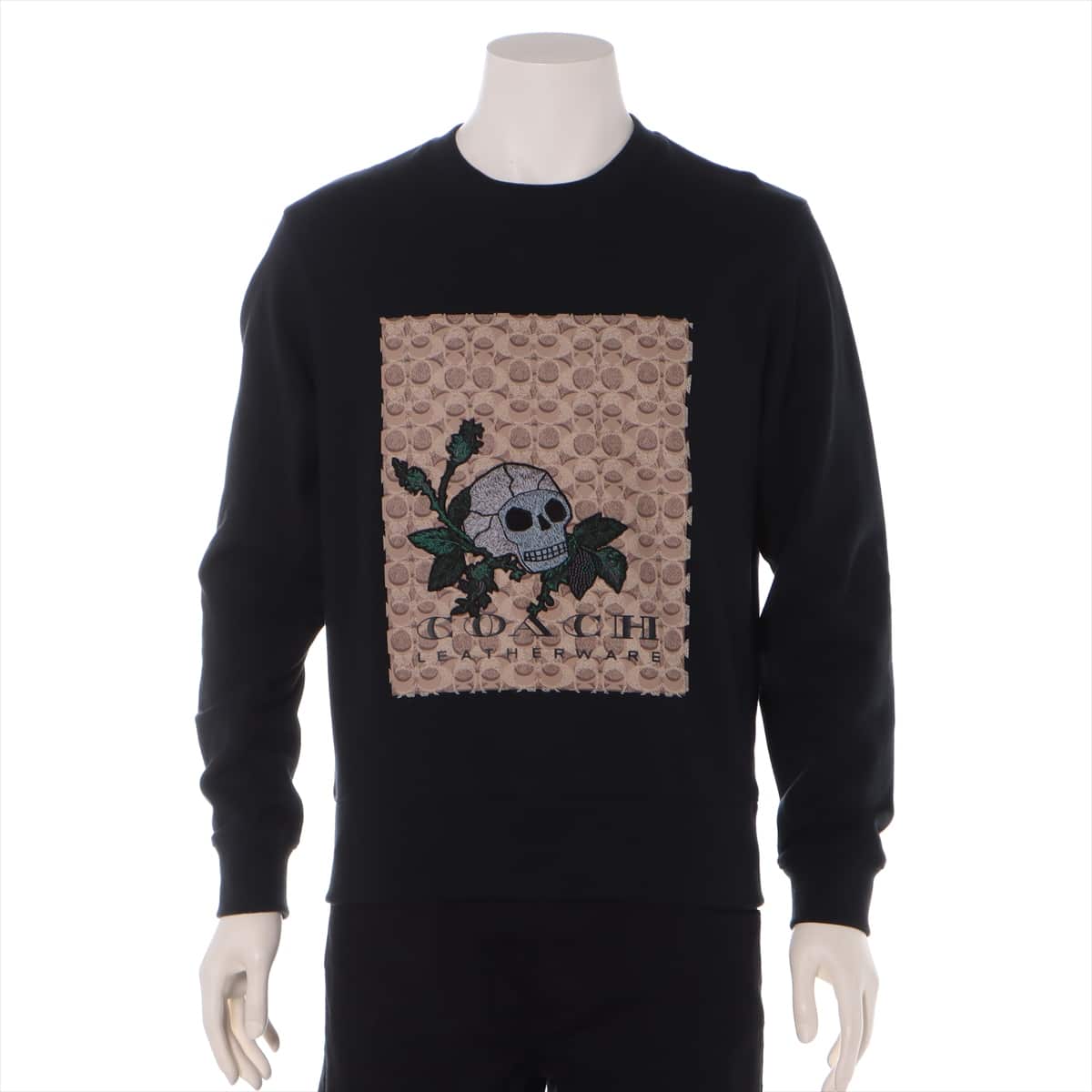 COACH Cotton Basic knitted fabric S Unisex Black  skull embroidery