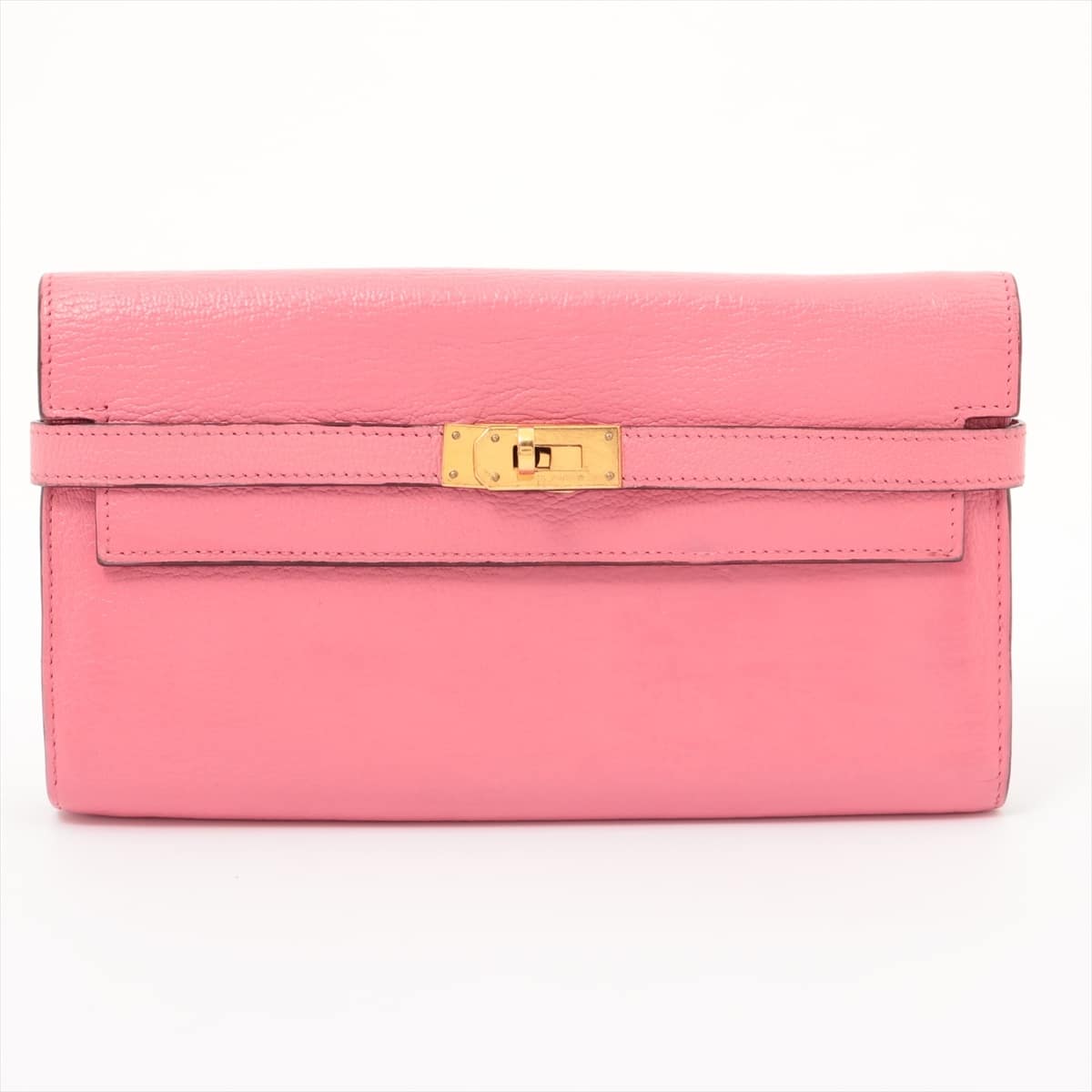 Hermès Kelly wallet long Chevre myzore Wallet Pink Gold Metal fittings T:2015