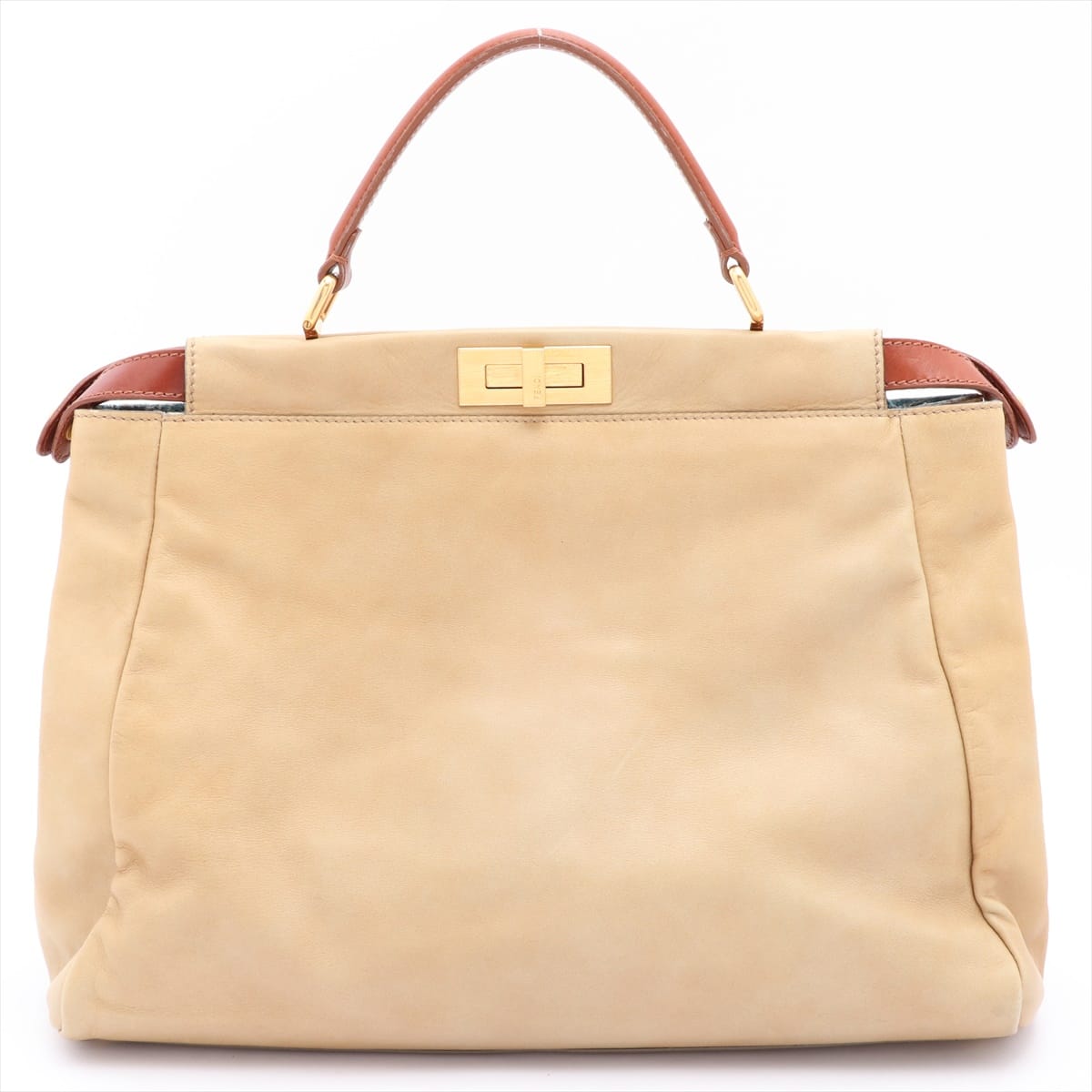 Fendi Peek-a-boo Denim & leather 2way handbag Beige 8BN210