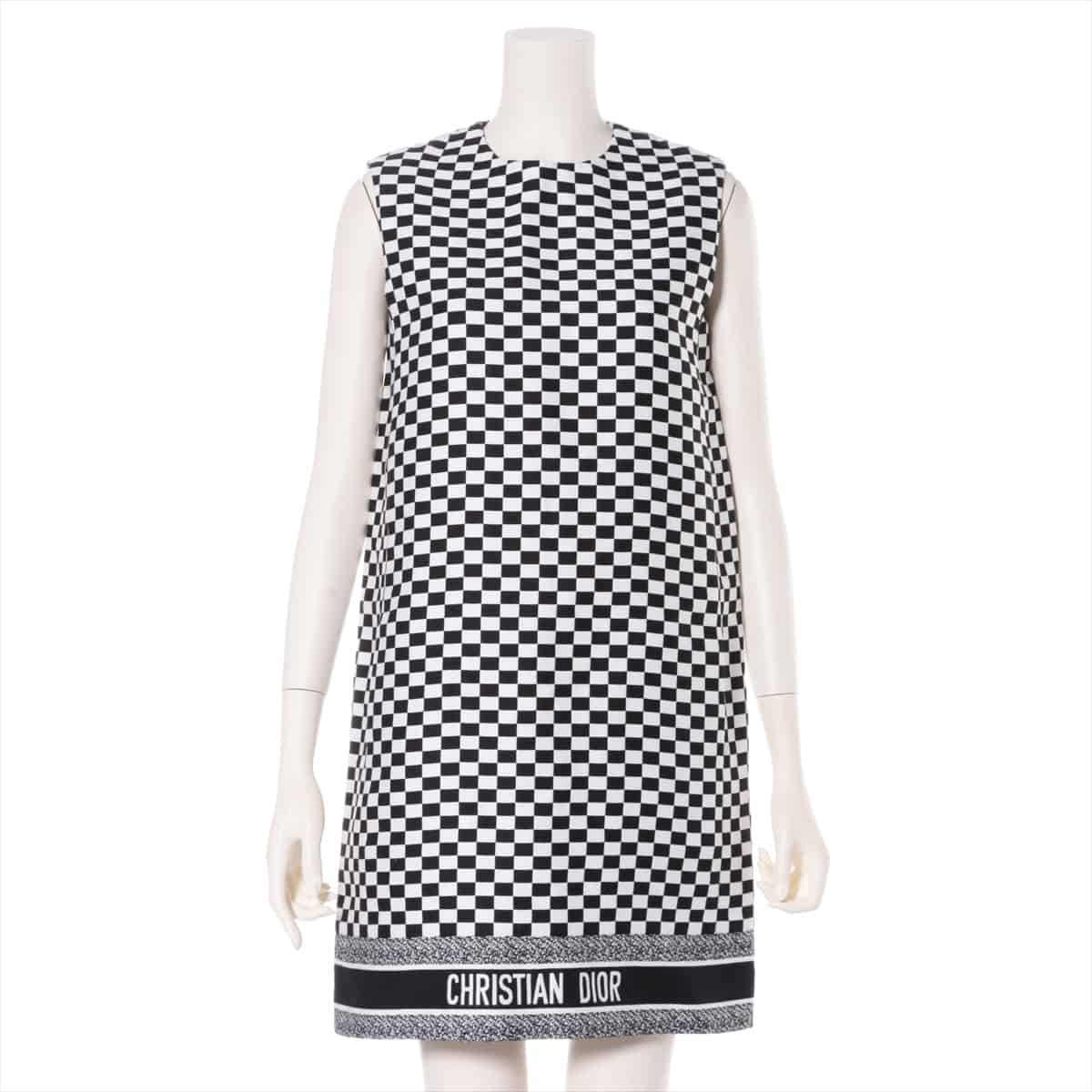 Christian Dior 18SS Cotton & silk Sleeveless dress 36 Ladies' Black × White  checkered flag