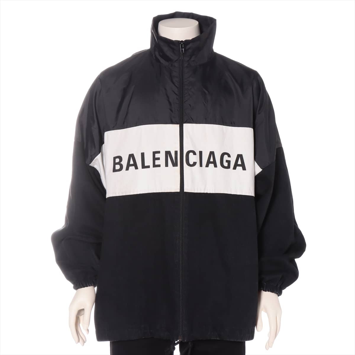 Balenciaga 19-year Cotton & nylon Jacket 34 Men's Black  Nylon Logo Denim Jacket