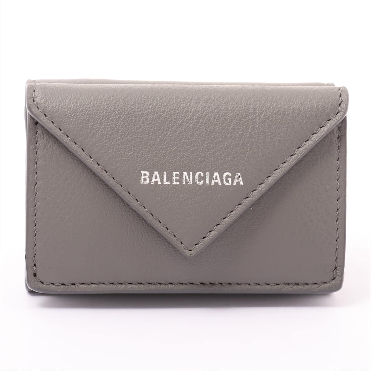 Balenciaga Papier Mini 391446 Leather Wallet Grey