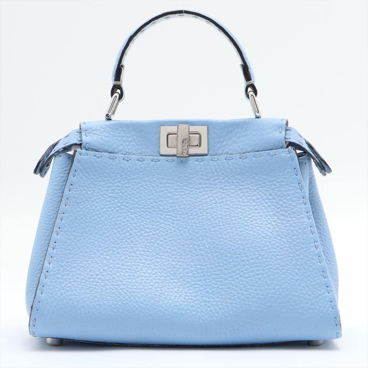 Fendi Mini Peek-a-boo Selleria Leather 2way handbag Light blue 8BN244 The entire strap is painted