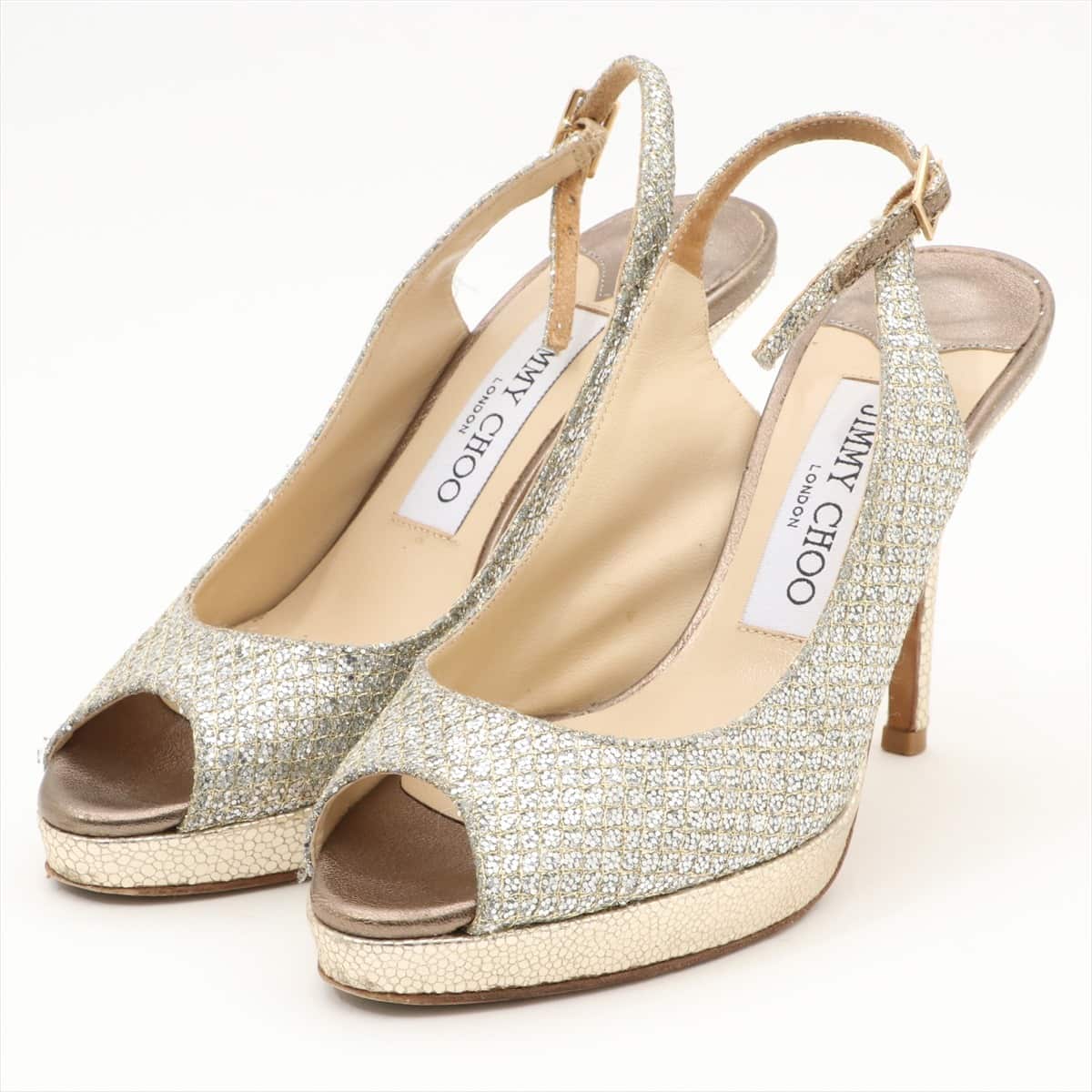 Jimmy Choo Glitter Sandals 34 Ladies' Silver
