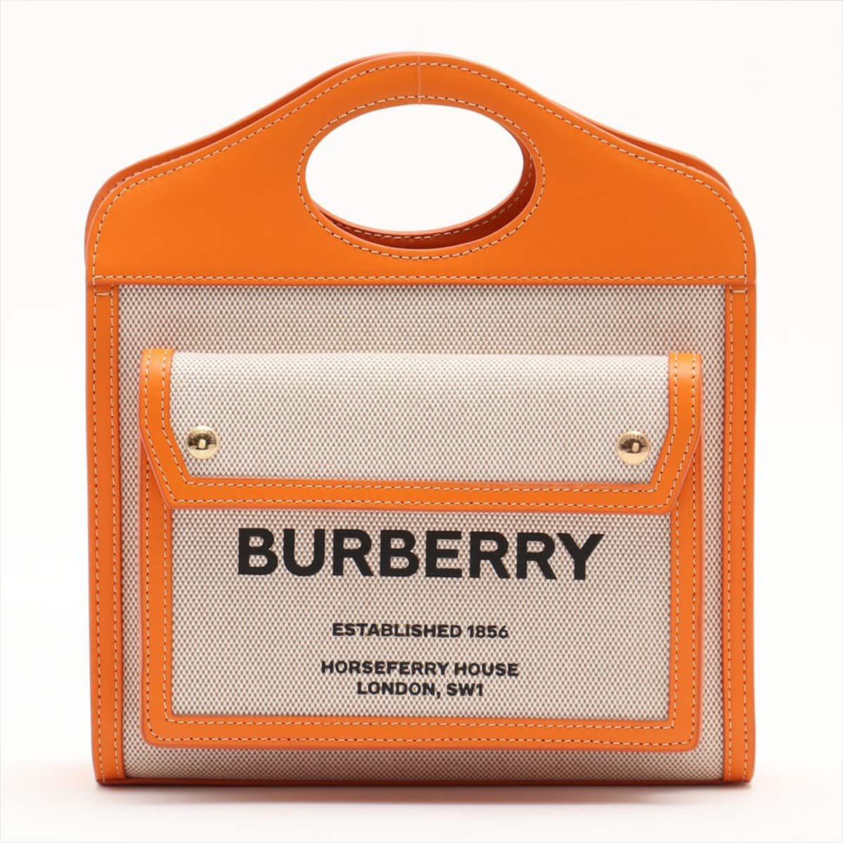 Burberry Medium Two-tone Canvas & leather 2way handbag Orange