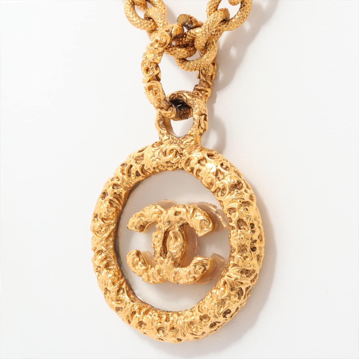 Chanel Coco Mark Necklace GP Gold magnifying glass 93A