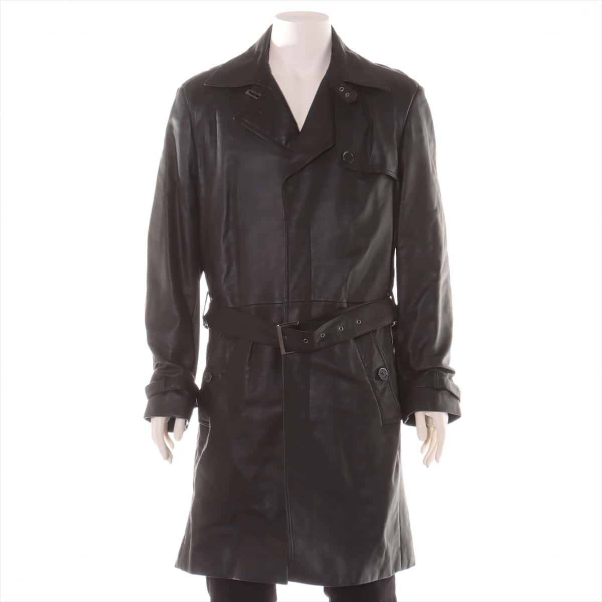 Versace Collection Leather Long coat 50 Men's Black
