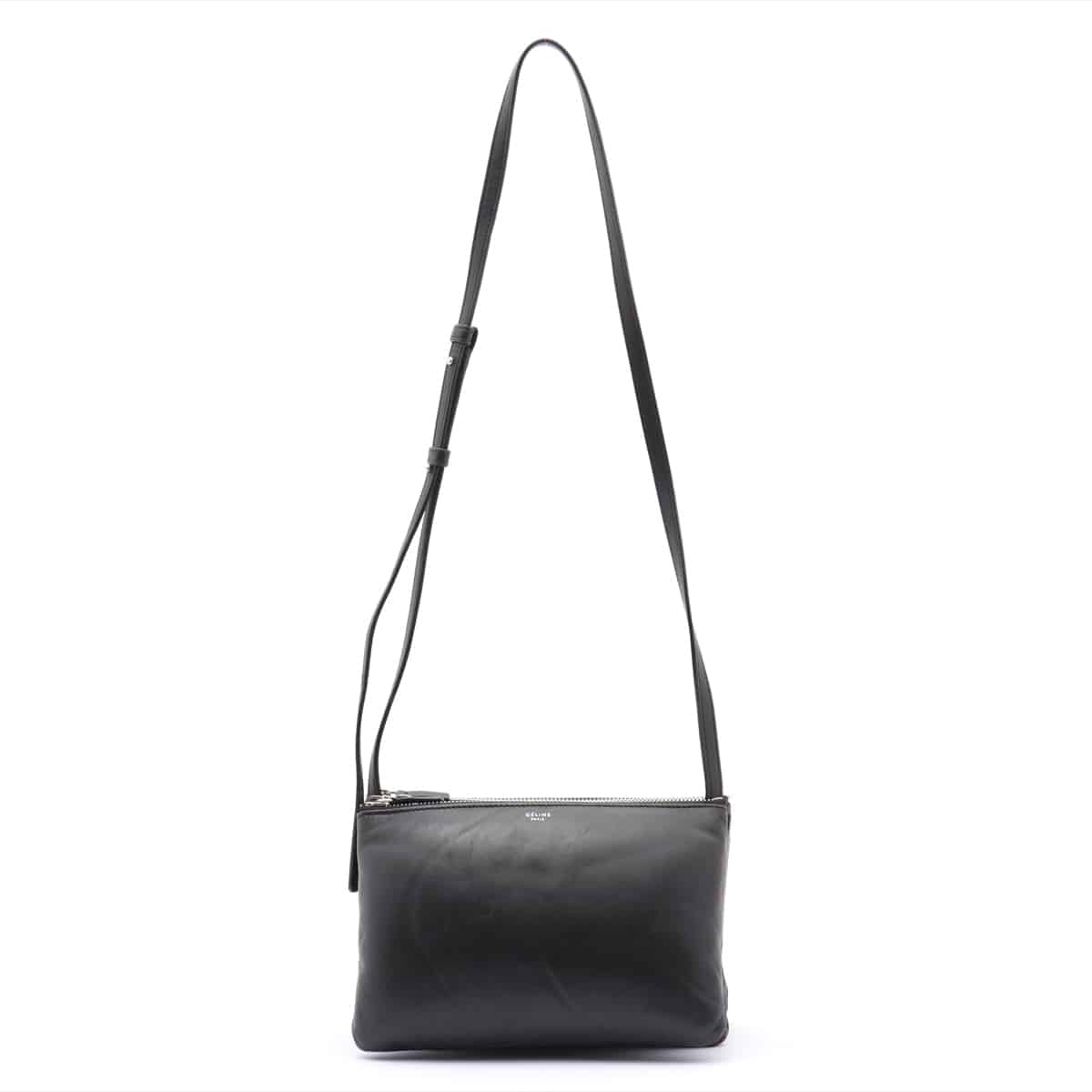 CELINE Trio Leather Shoulder bag Black