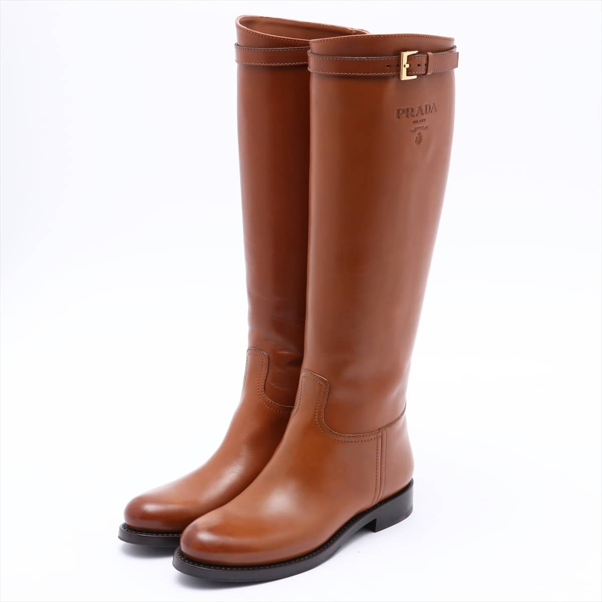 Prada Leather Long boots 35 Ladies' Brown