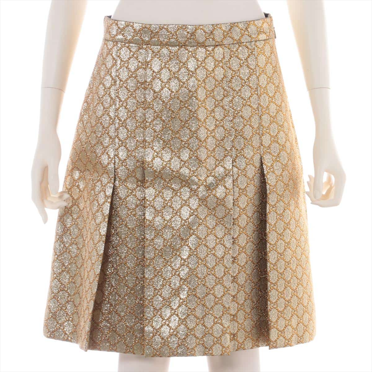 Gucci 17 years Cotton & Polyester Skirt 42 Ladies' Gold  GG Lurex Glitter Pleats