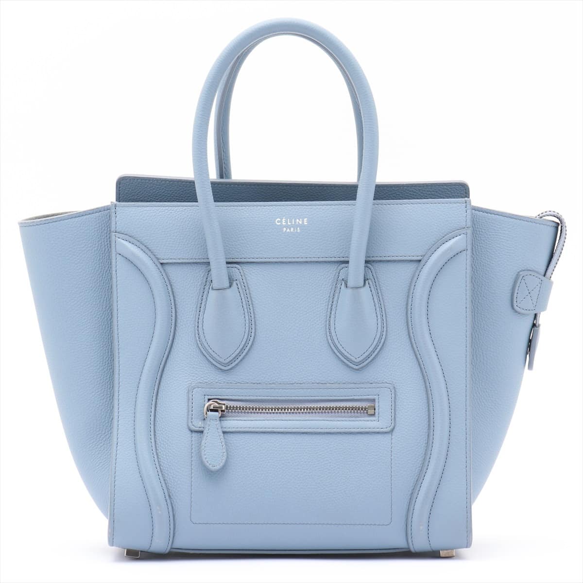 CELINE Luggage Micro Shopper Leather Hand bag Blue