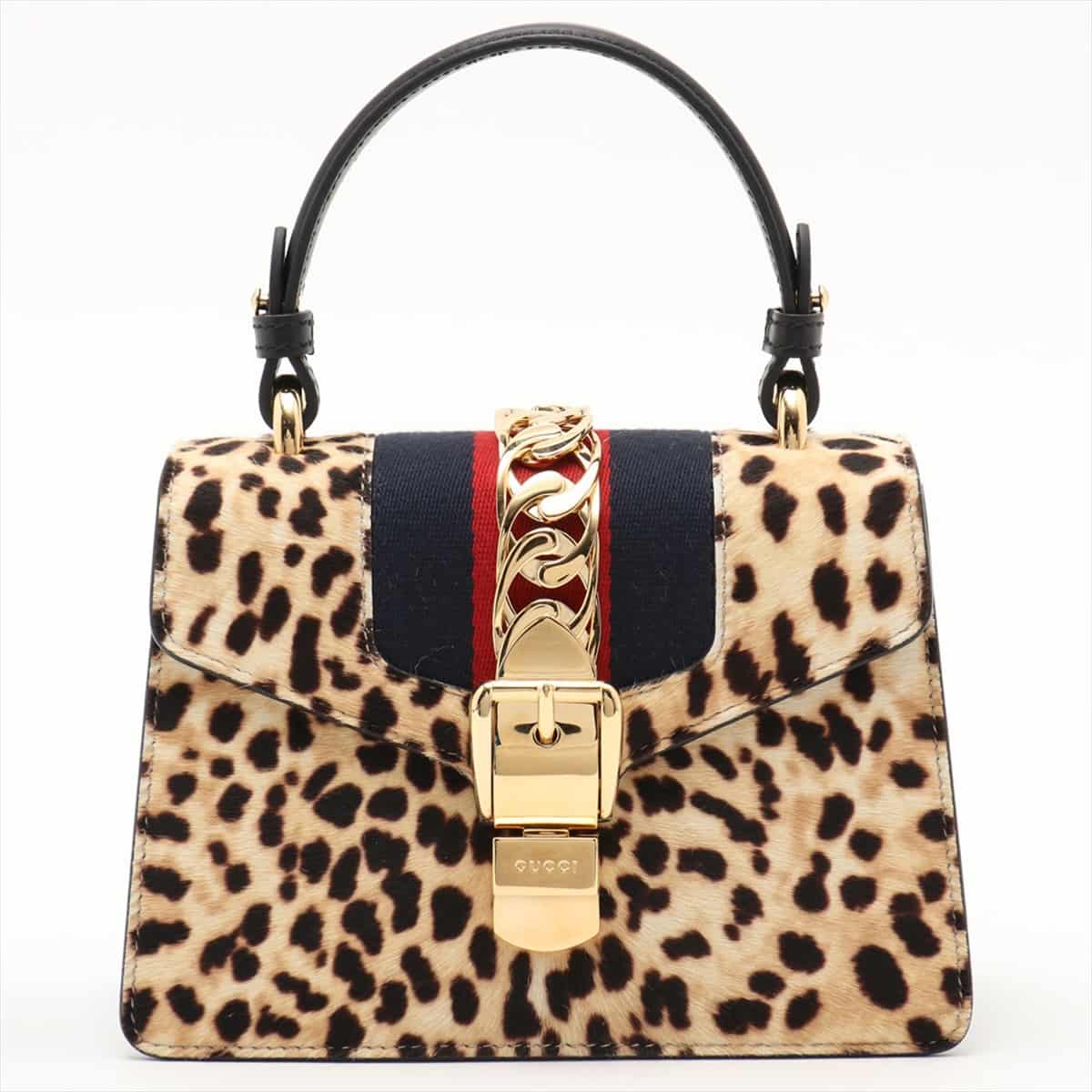 Gucci Sylvie Cowhide 2way shoulder bag Léopard 470270 strap x2