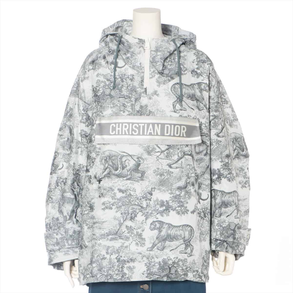 Christian Dior Polyester Jacket XS Ladies' Grey  Toile Doo JUY technical taffeta Jacquard BEE embroidery Anorak