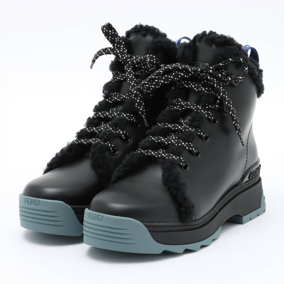 Fendi Leather Boots 35 Ladies' Black Boa