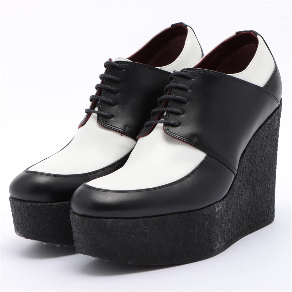CELINE Leather Leather shoes 38.5 Ladies' Black × White