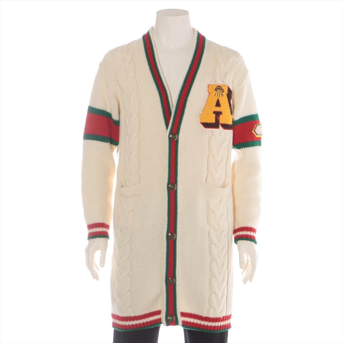 Gucci 18 years Wool Cardigan XS Men's Ivory  tiger embroidery