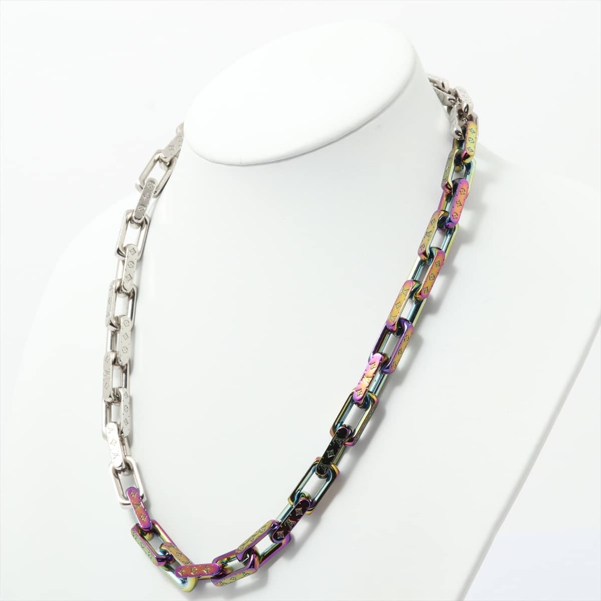 Louis Vuitton Necklace Metallic material Silver x iridescent Bicolor Collier Chain