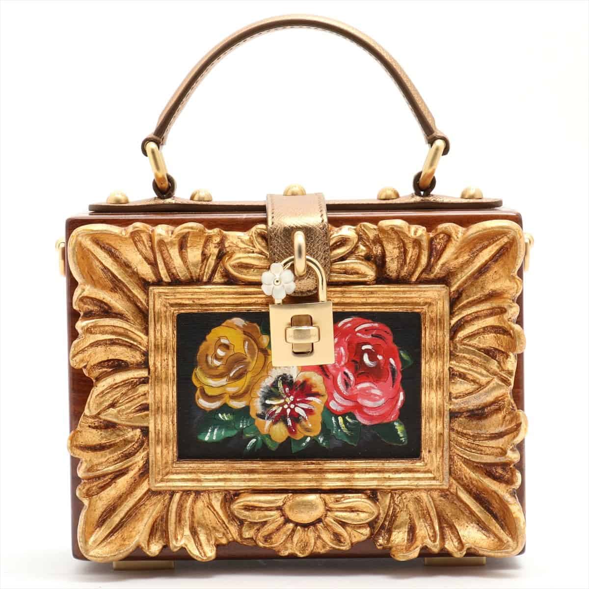 Dolce & Gabbana DOLCE BOX Wood Hand bag Brown