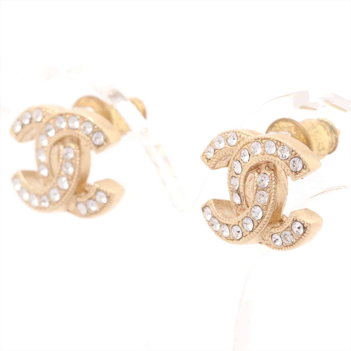 Chanel Coco Mark Piercing jewelry (for both ears) GP Gold Rhinestone P21