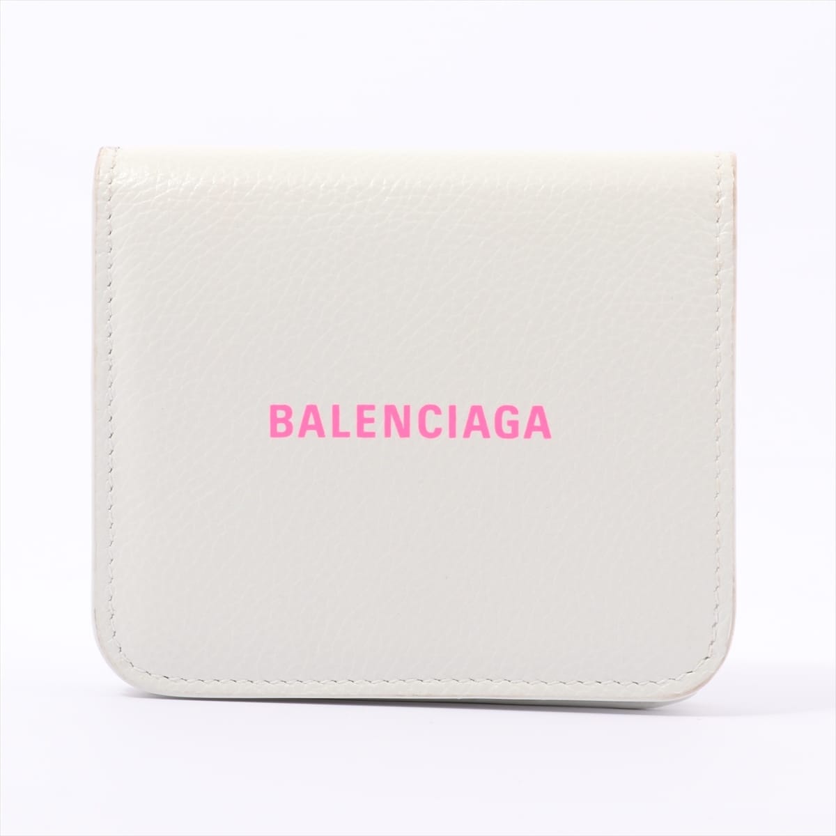 Balenciaga Logo 594216 Leather Wallet White