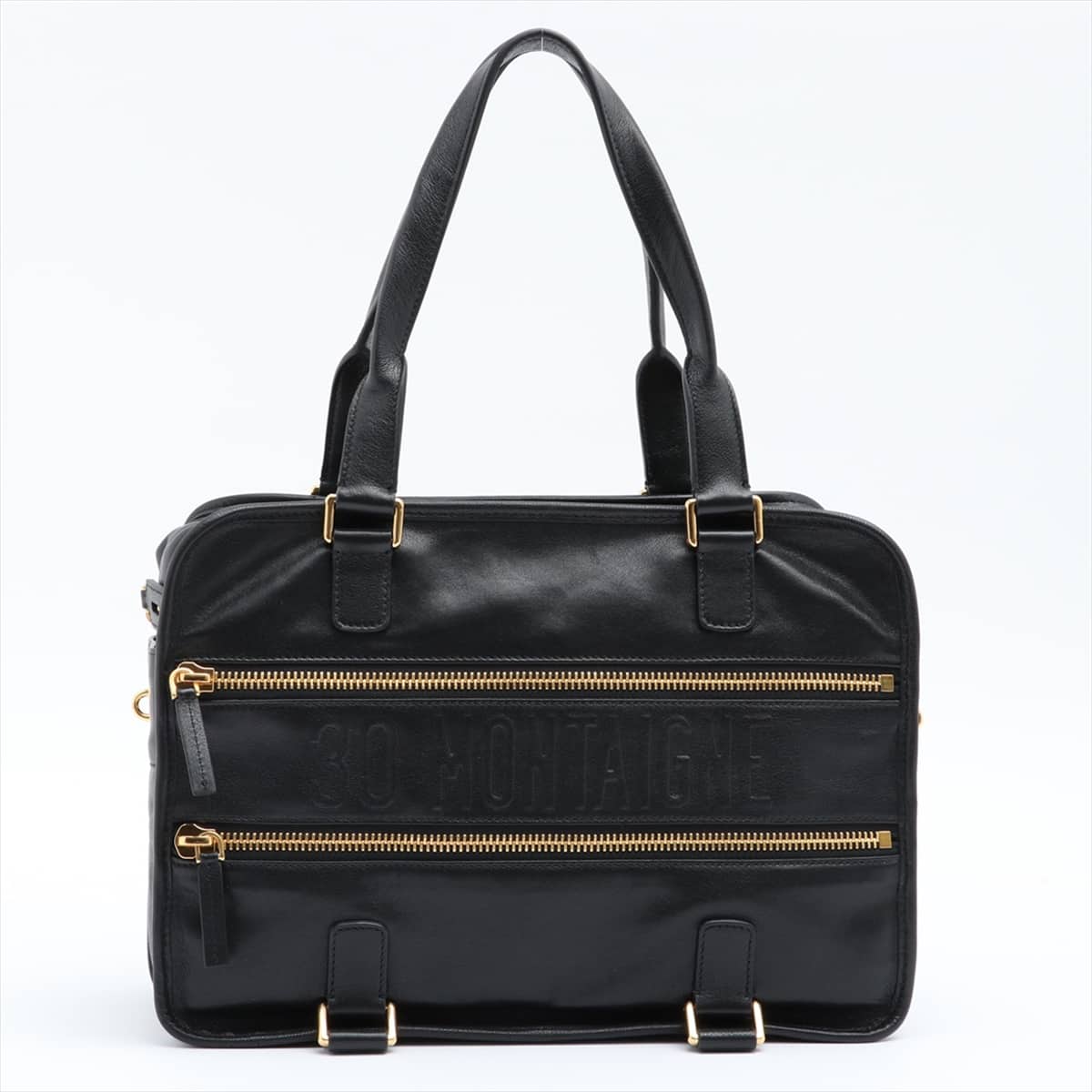 Christian Dior Leather Hand bag Black There is some glitter on the inside