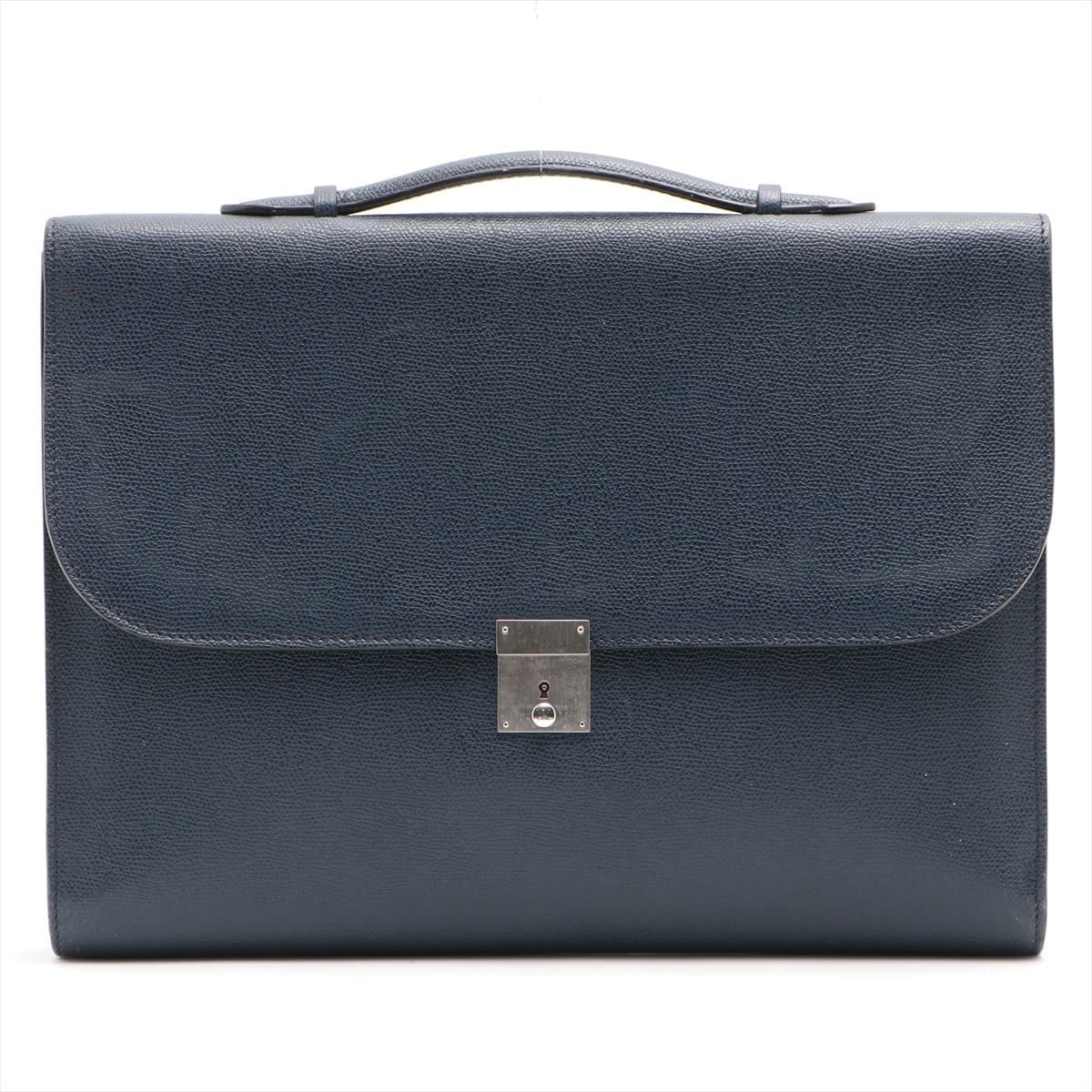 Valextra Leather Business bag Navy blue With a key