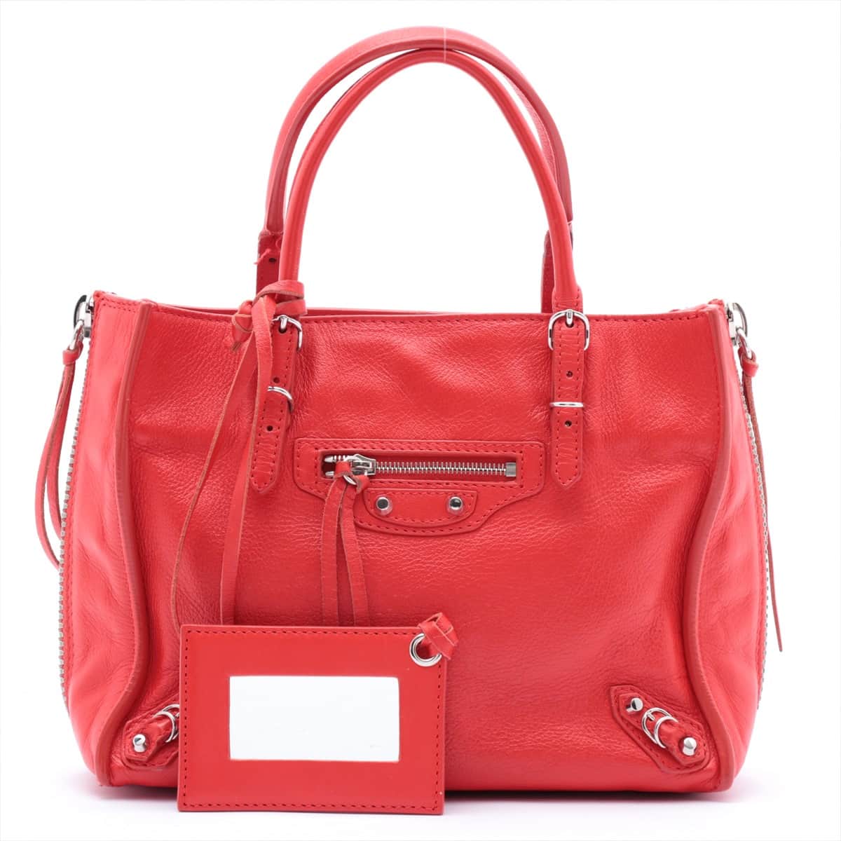Balenciaga Papier Mini Leather 2way handbag Red 357333 With mirror
