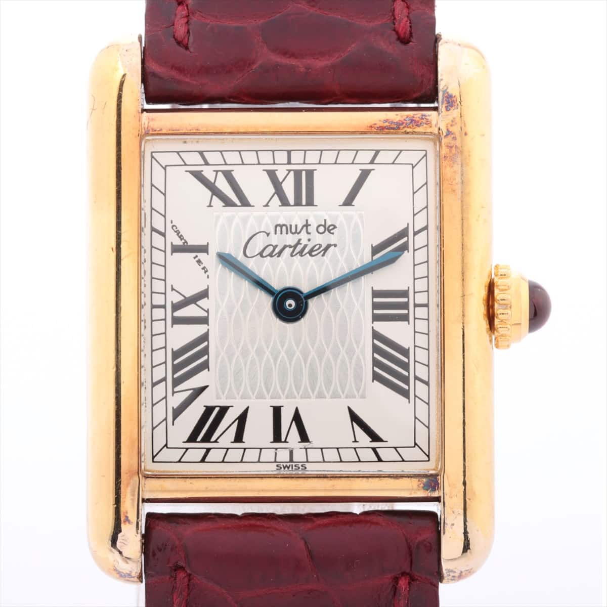 Cartier Must Tank Vermeil W1010295 925 & leather QZ Silver-Face Comes with case