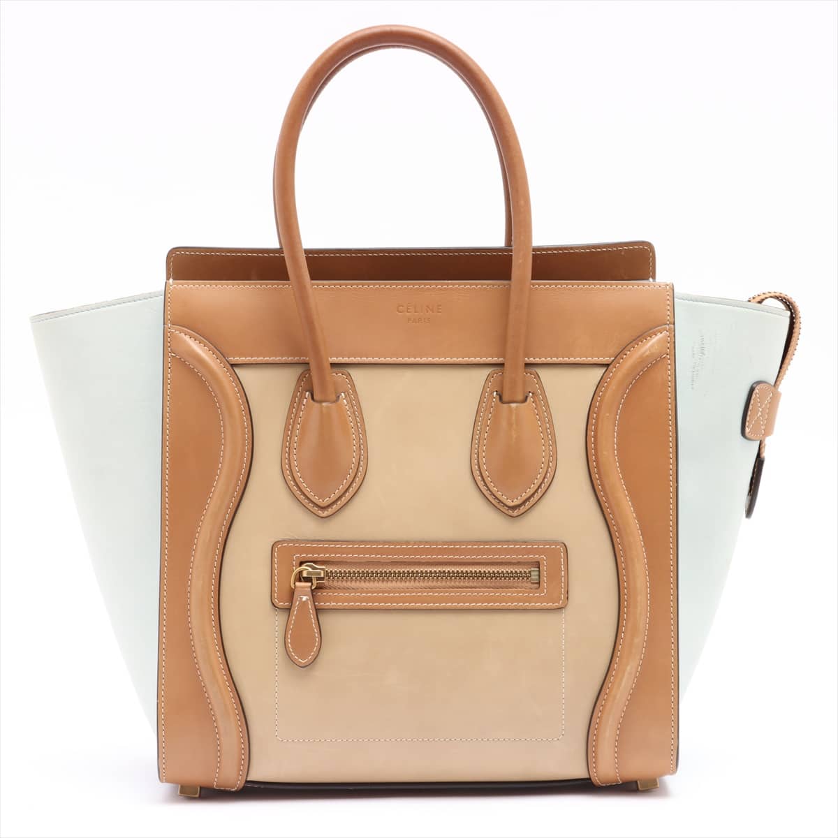 CELINE Luggage Micro Shopper Leather & Suede Hand bag Multicolor